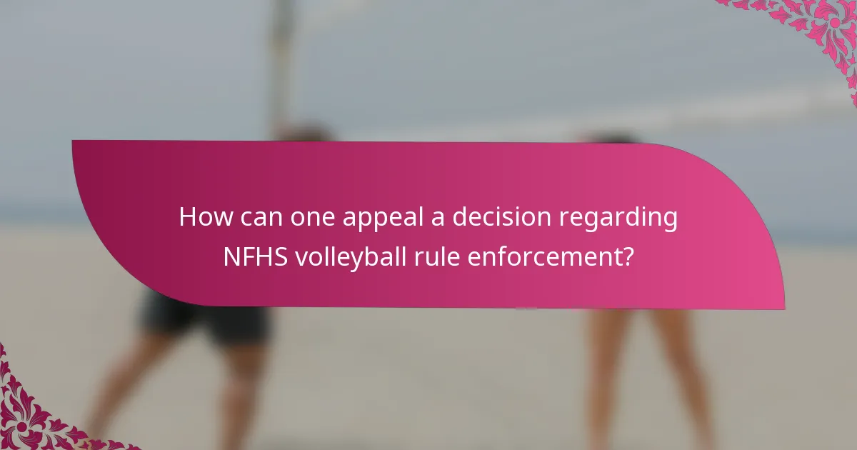 How can one appeal a decision regarding NFHS volleyball rule enforcement?
