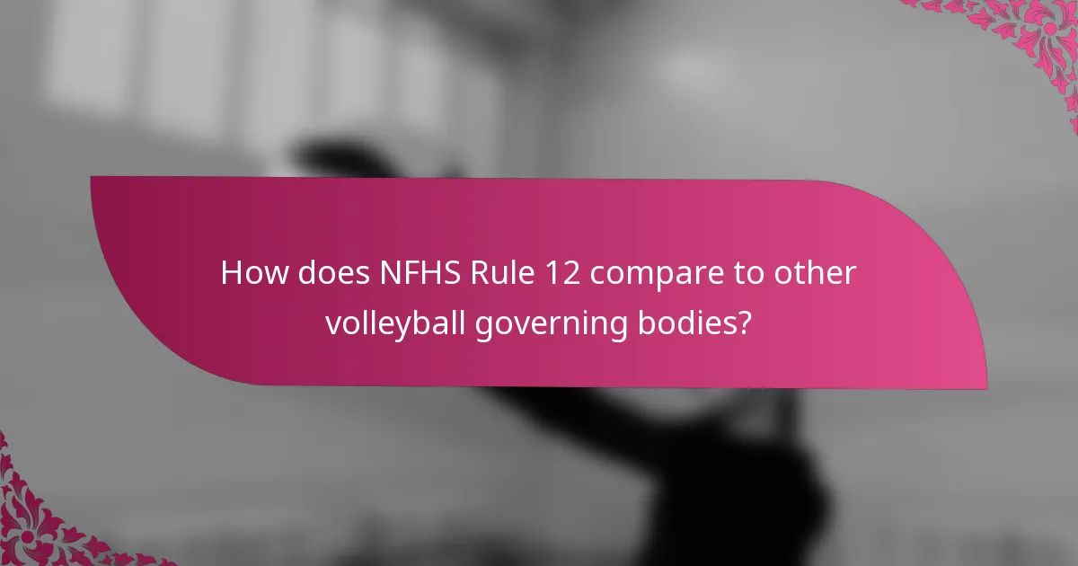 How does NFHS Rule 12 compare to other volleyball governing bodies?