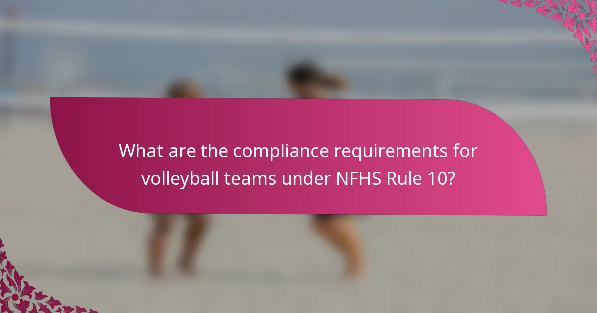 What are the compliance requirements for volleyball teams under NFHS Rule 10?